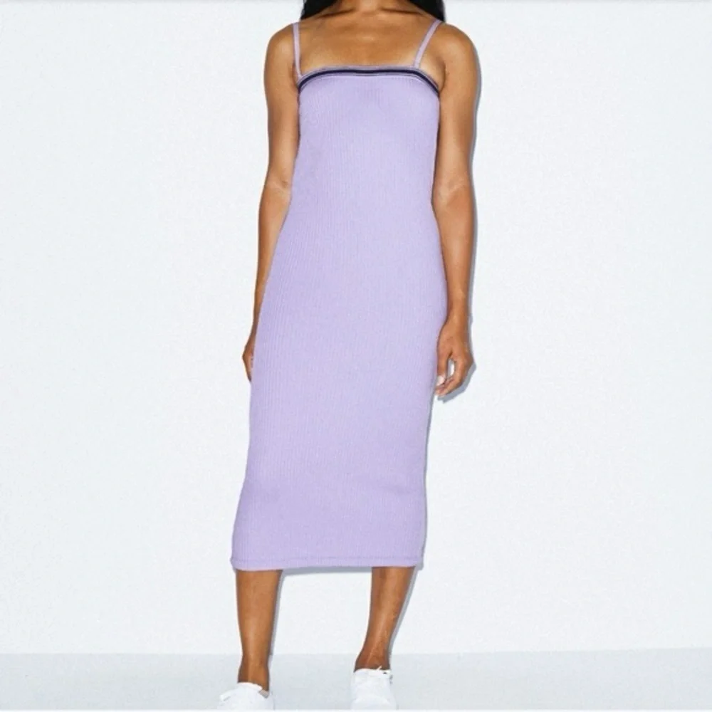 American Apparel Lavender Ribbed Knit Bodycon Midi Dress X-Small